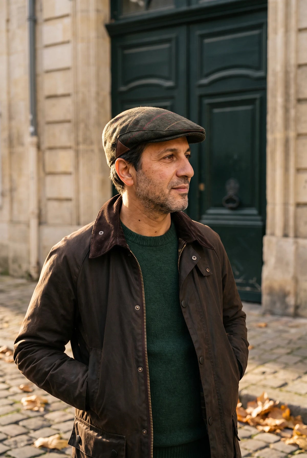 Casquette plate portée - extérieur