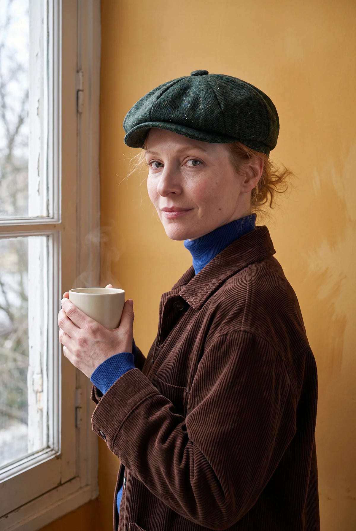 Casquette gavroche femme portée - intérieur