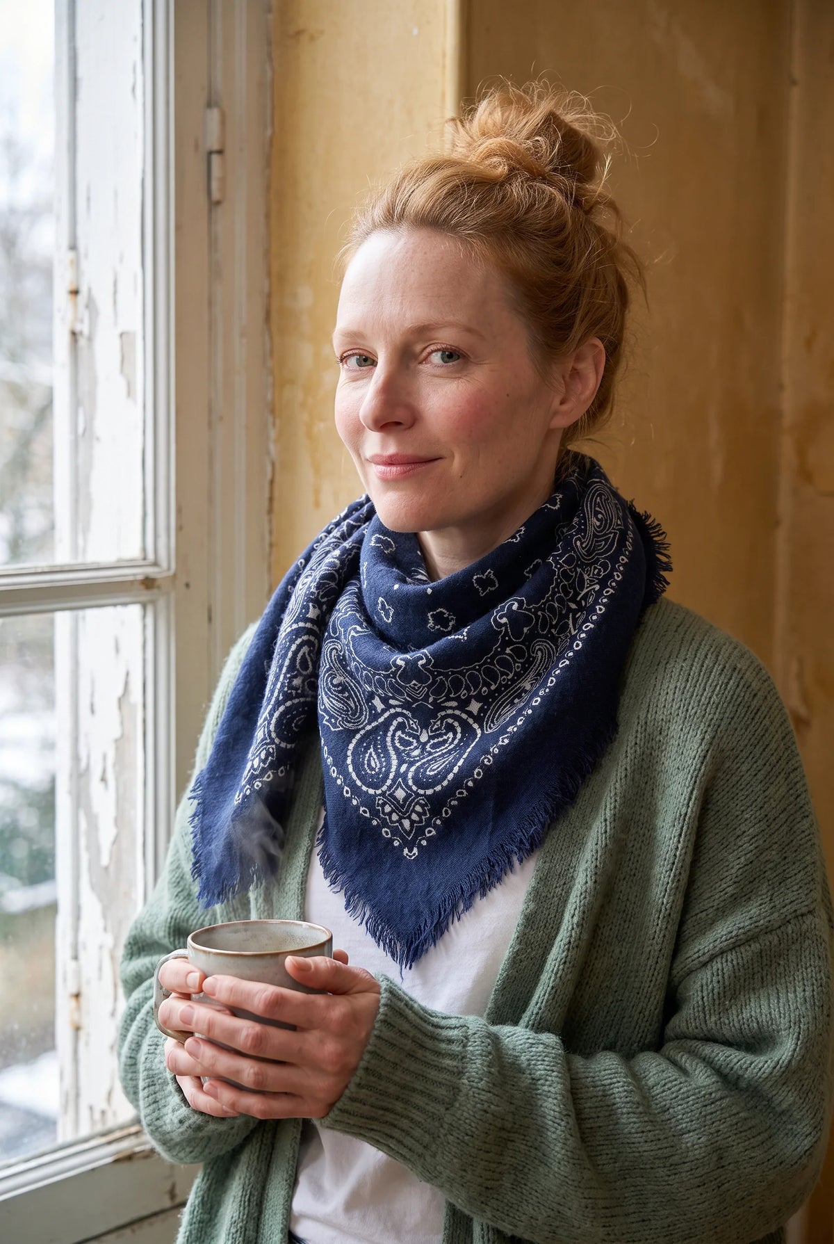 Écharpe femme portée - intérieur